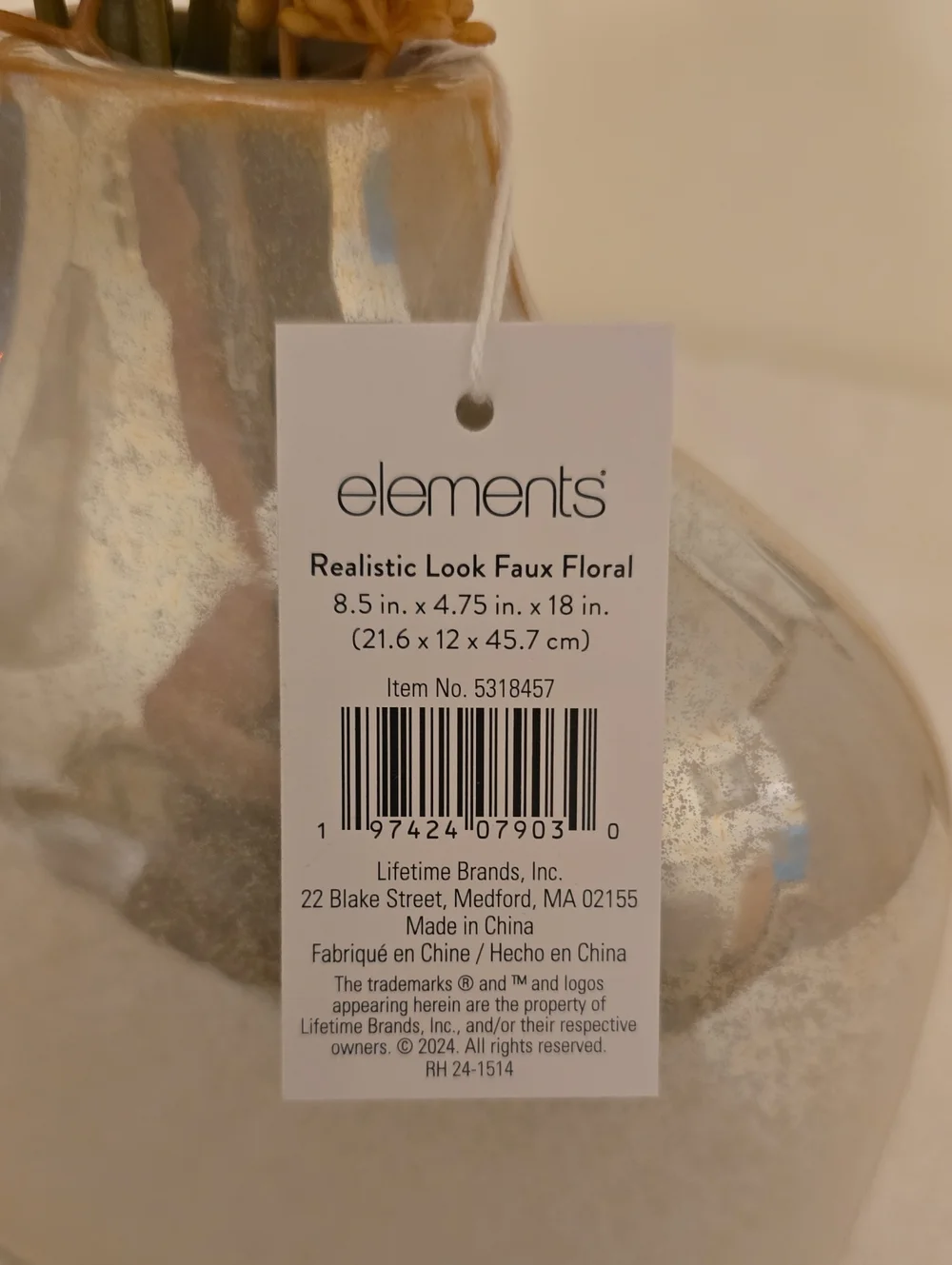 NWT Fall Florals In Opalescent Style Vase